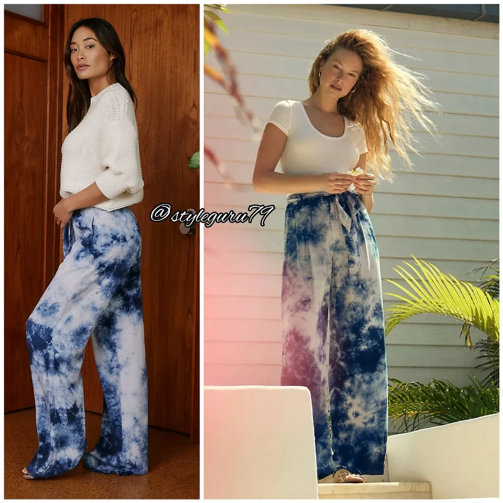 NWT, Anthropologie, Cloth & Stone Venice Tie Dye Wide-Leg Pants
